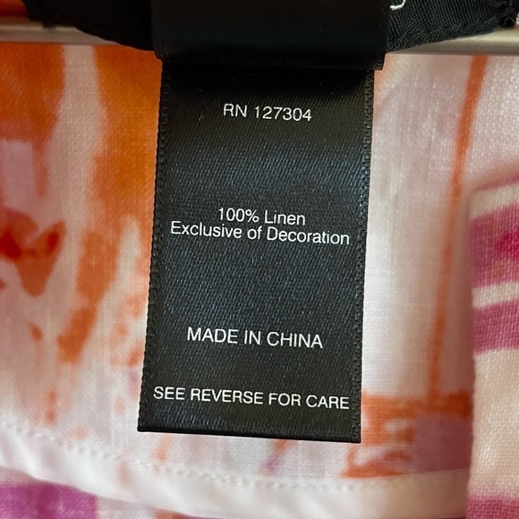 Ali Miles 100% Linen Pink & Orange Watercolor One Button Jacket, Size PM - Picture 7 of 7